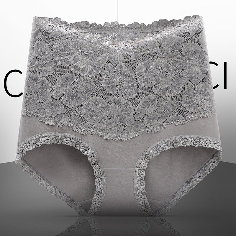 New Women's Floral Lace High Waist Hip Lifting Cotton Briefs