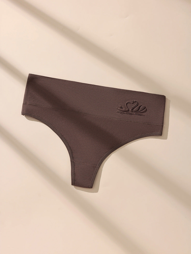 Women's High Waist Seamless Thongs, Tummy Control Lady Panty, Soft Stretchy Fabric No-Show T-Back Bikini Panties, Comfortable Fit Everyday Wear