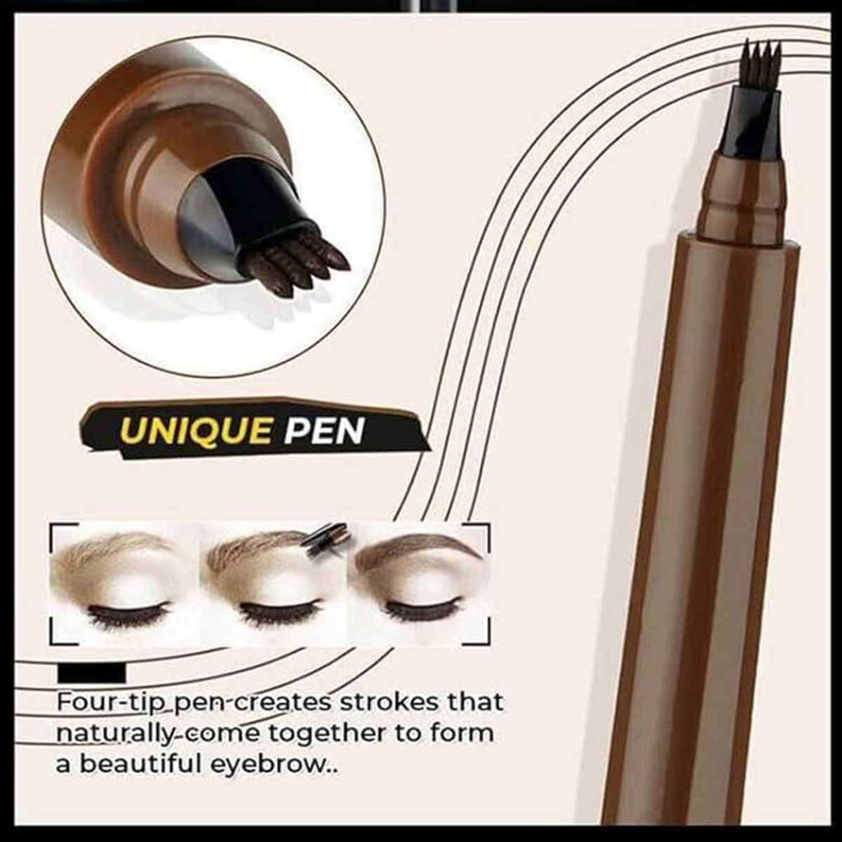 🔥✨✏️ Waterproof 4-Tip Beard & Eyebrow Pen – Smudge-Proof, Natural Look & Long-Lasting 🌟