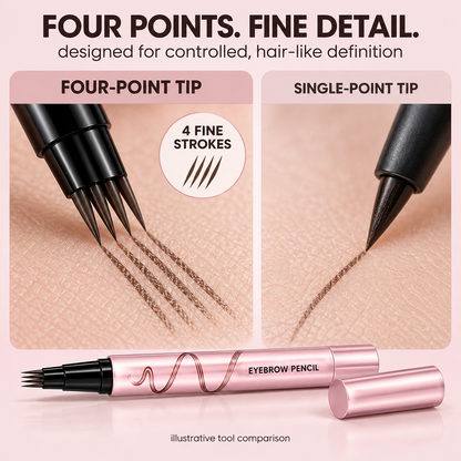 🔥🖤 Waterproof Eyebrow Pencil with 4-Prong Tip | Ultra-Fine Lines for Natural Hair-Like Effect 💗