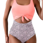 Women's One Piece Tummy Control Cut Out Tie Knot Swimsuit 8