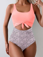 Women's One Piece Tummy Control Cut Out Tie Knot Swimsuit 7