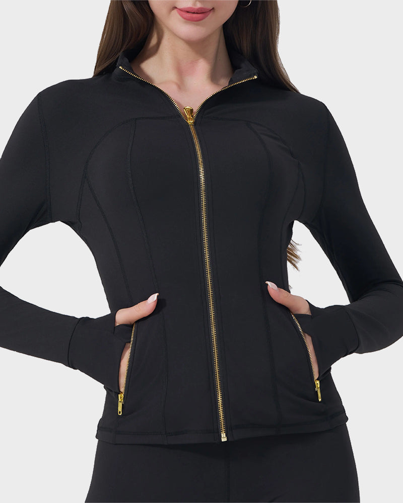 Golden Zipper Sport Jacket & 25" Leggings Set