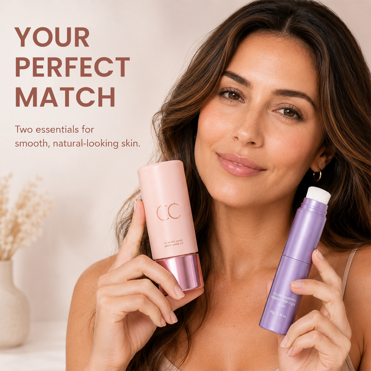 CC Color-Correcting Tinted Serum – Lightweight, Shade-Adaptive Coverage with 24H Hydration & 16H Waterproof Wear