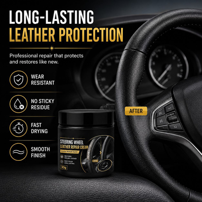 🚗 Leather Steering Wheel Care Cream – Matte Finish, Non-Greasy & Restores Worn Leather