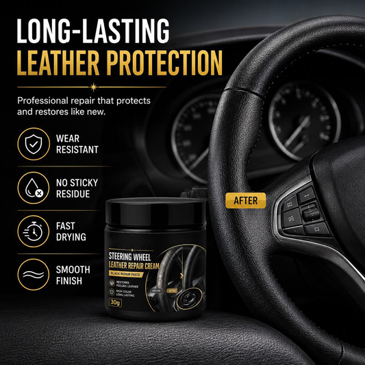 🚗 Leather Steering Wheel Care Cream – Matte Finish, Non-Greasy & Restores Worn Leather