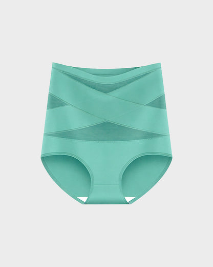 Plus-Size High-Waist Cross Tummy Control Panties