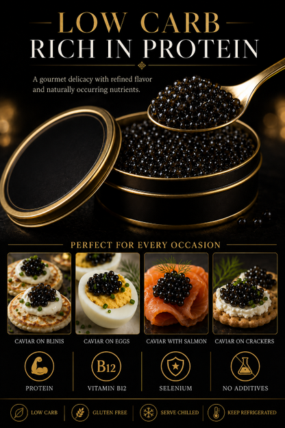 ✨Black Gold Premium Sturgeon Caviar🥄Plump Pearls, Ocean‑Sourced Nutrition for Your Gourmet Home Cooking-JT3
