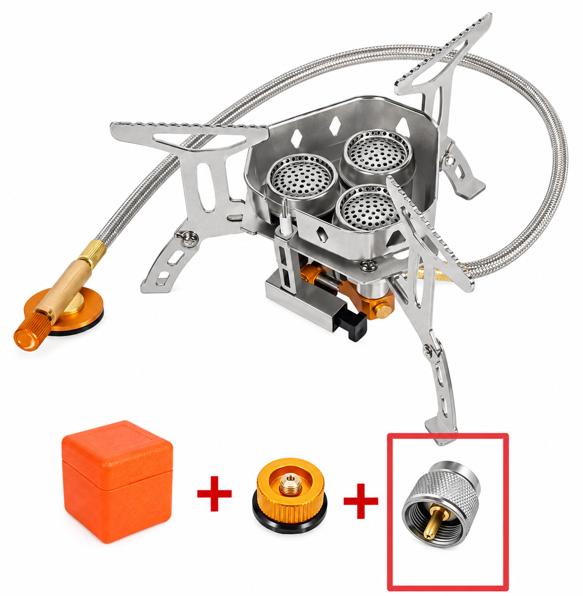 ⏰🔥Camping Gas Burner – 5800W, Piezo Ignition, Windproof 🔥