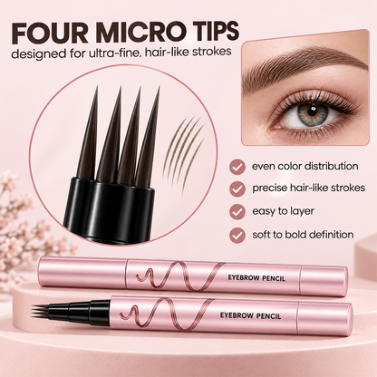 🔥🖤 Waterproof Eyebrow Pencil with 4-Prong Tip | Ultra-Fine Lines for Natural Hair-Like Effect 💗