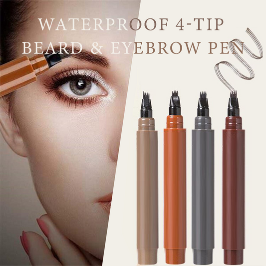 🔥✨✏️ Waterproof 4-Tip Beard & Eyebrow Pen – Smudge-Proof, Natural Look & Long-Lasting 🌟