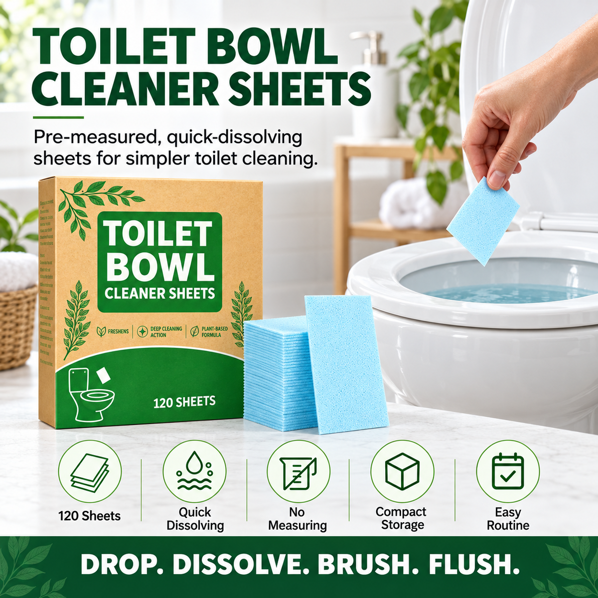 🚽✨ Quick-Dissolving Toilet Cleaning Sheets – Fresh, Easy & Effective Cleaning 💧