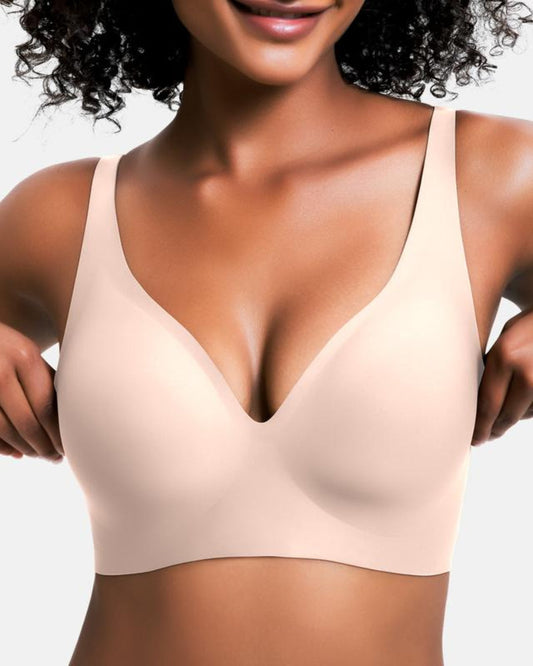 Jelly Wireless Seamless Deep V Push Up Bra