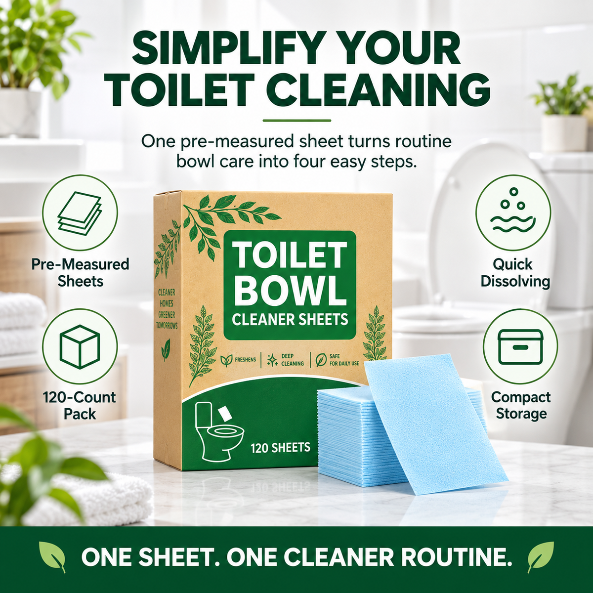 🚽✨ Quick-Dissolving Toilet Cleaning Sheets – Fresh, Easy & Effective Cleaning 💧