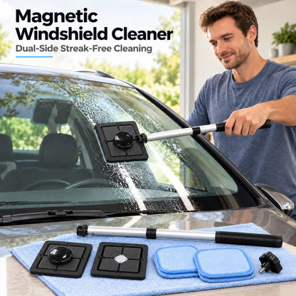 🎁Dual Magnetic Car Windshield Cleaner | Streak-Free Auto Glass Cleaning Kit