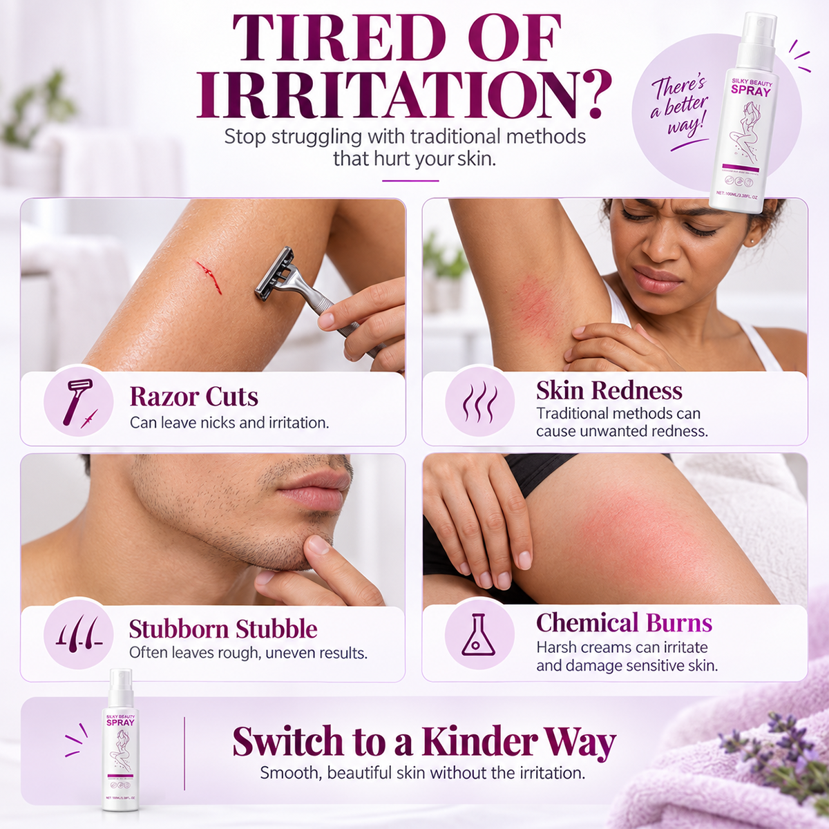 Remove Hair Painlessly Instantly! No-Sting Botanical Mist Spray