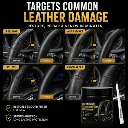 🚗 Leather Steering Wheel Care Cream – Matte Finish, Non-Greasy & Restores Worn Leather