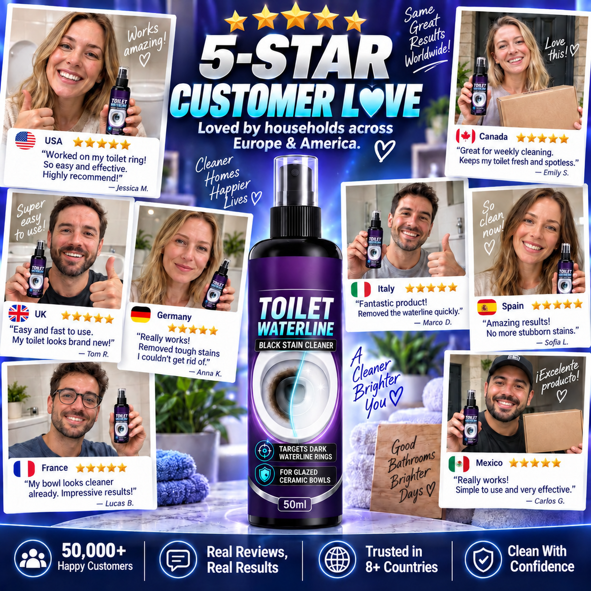 🥳2026 HOT SALE🚽🌟 Waterline Cleaner – concentrated blue gel clings to vertical stains✅