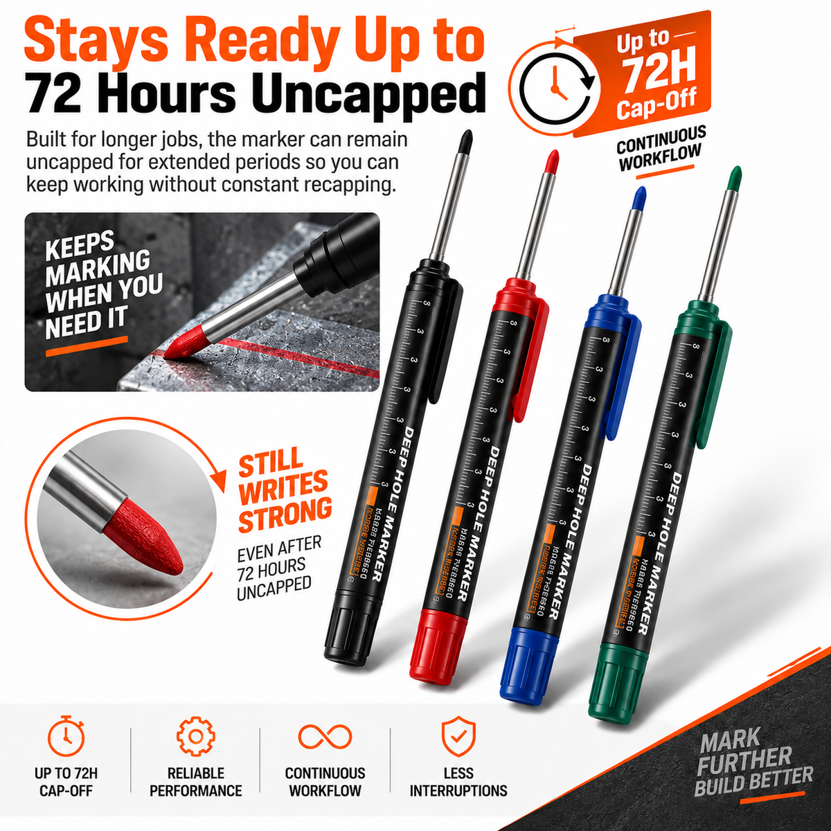 🛠️ Deep Hole Marker Pen – 20mm Long Reach Tip for Precise DIY & Woodworking Marks