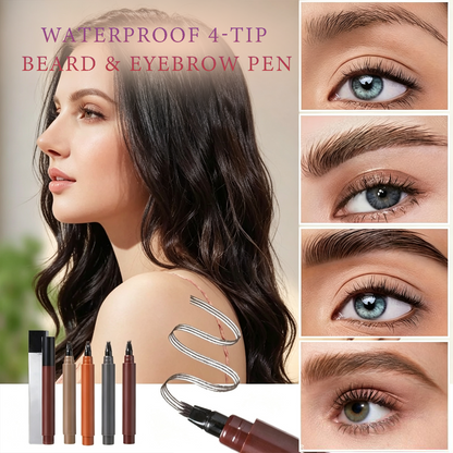 🔥✨✏️ Waterproof 4-Tip Beard & Eyebrow Pen – Smudge-Proof, Natural Look & Long-Lasting 🌟