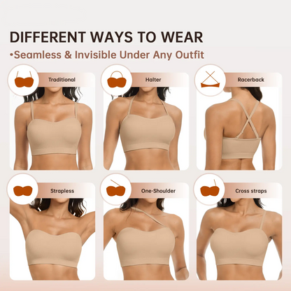 Women's Strapless Non-Slip Bandeau Bra, Seamless Wireless Tube Top