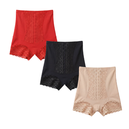 Women’s Lace High-Waisted Tummy Control Butt Lifter Briefs（3 Pack）