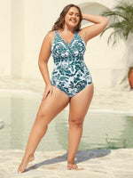 Two-Piece Floral Print Ruched Mesh Swimsuit 37