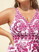 Two-Piece Floral Print Ruched Mesh Swimsuit 62