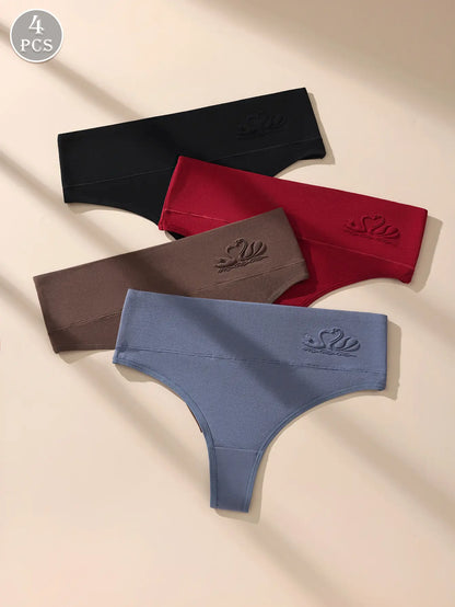 Women's High Waist Seamless Thongs, Tummy Control Lady Panty, Soft Stretchy Fabric No-Show T-Back Bikini Panties, Comfortable Fit Everyday Wear