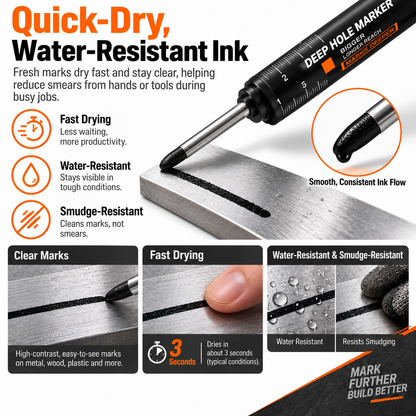 🛠️ Deep Hole Marker Pen – 20mm Long Reach Tip for Precise DIY & Woodworking Marks