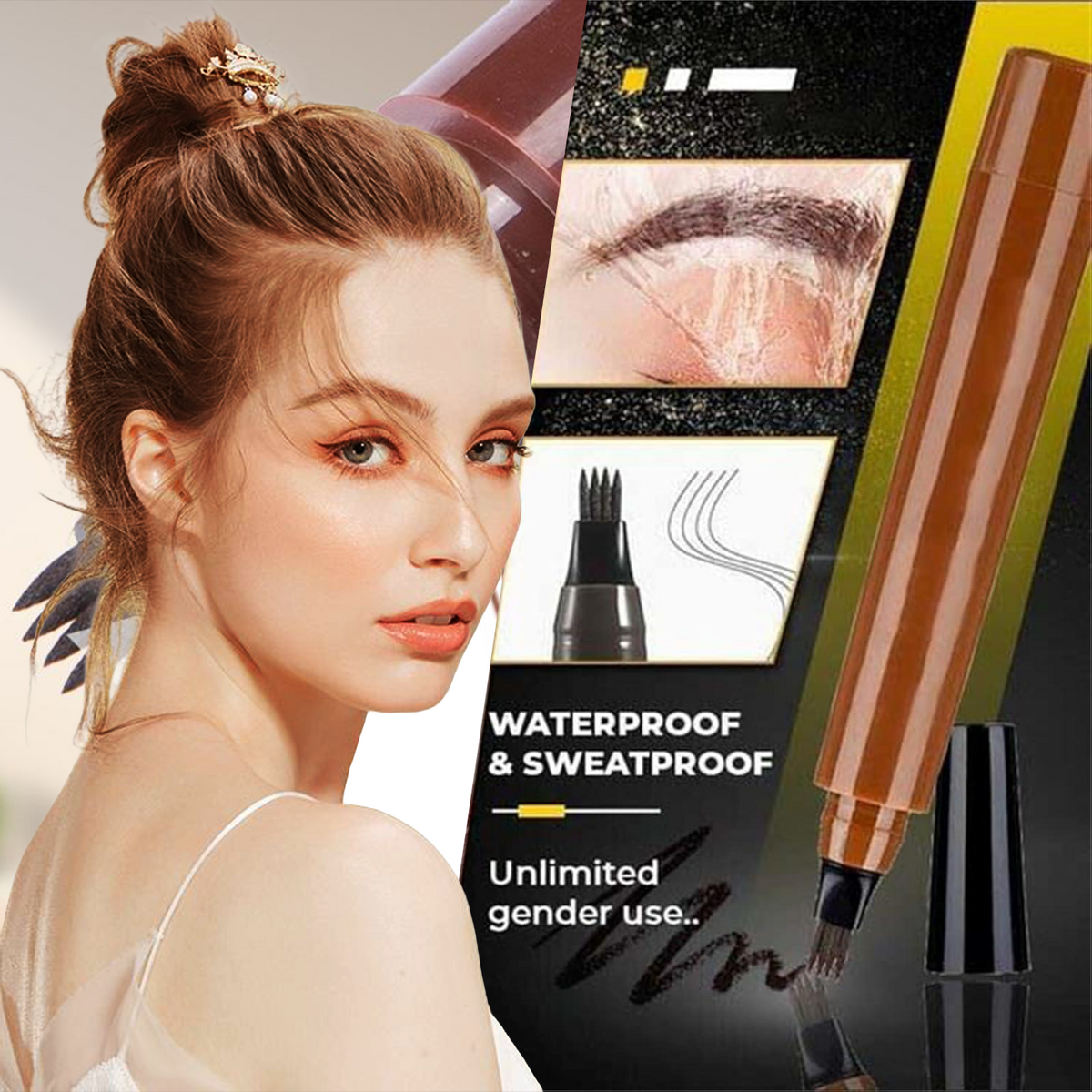 🔥✨✏️ Waterproof 4-Tip Beard & Eyebrow Pen – Smudge-Proof, Natural Look & Long-Lasting 🌟