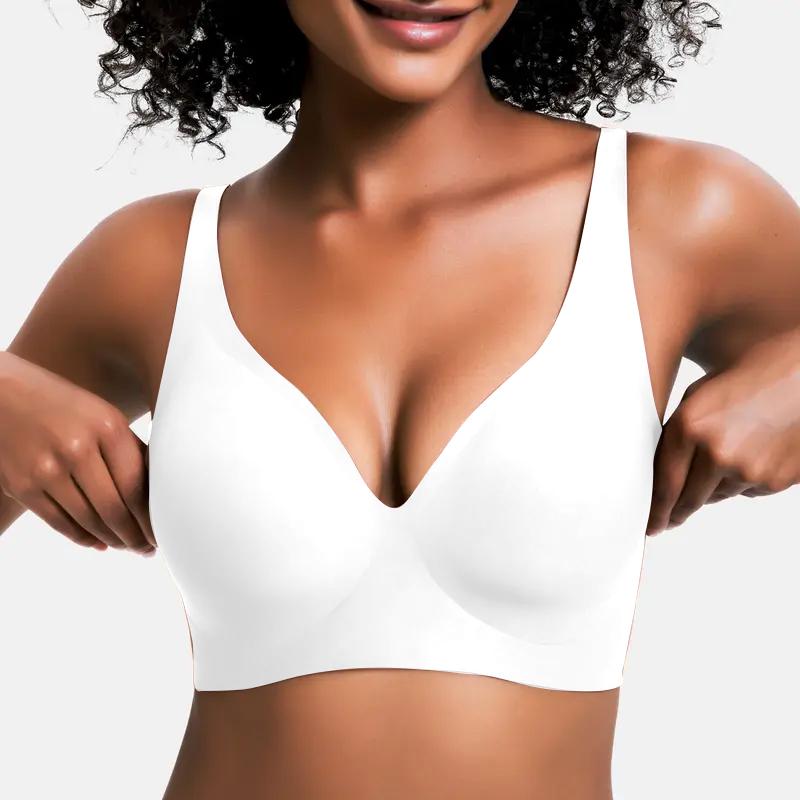 Jelly Wireless Seamless Deep V Push Up Bra