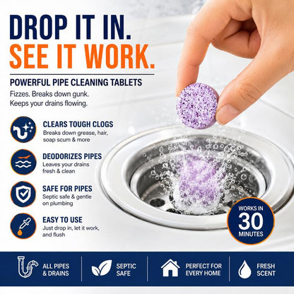 🔥 Powerful Drain Cleaning Tablets – Fast Pipe Declogging & Odor Removal