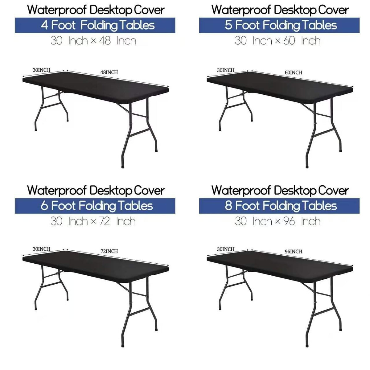 🌸✨Pack Stretch Fabric Table Top Cap Cover, fits 4ft/6ft/8ft Tables