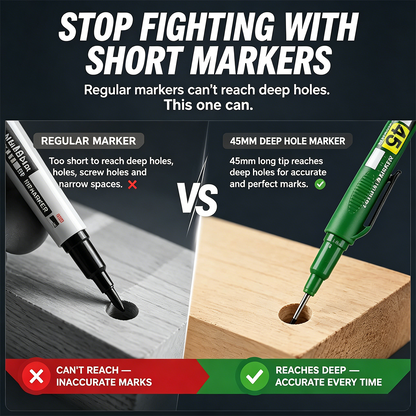 🛠️ Deep Hole Marker Pen – 20mm Long Reach Tip for Precise DIY & Woodworking Marks