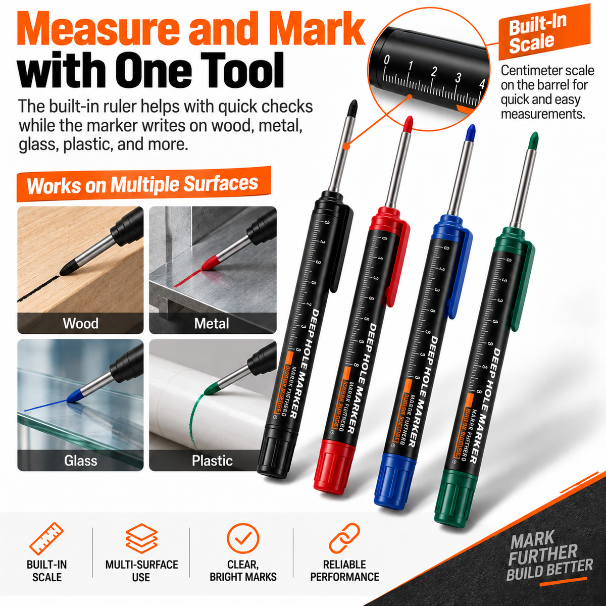🛠️ Deep Hole Marker Pen – 20mm Long Reach Tip for Precise DIY & Woodworking Marks