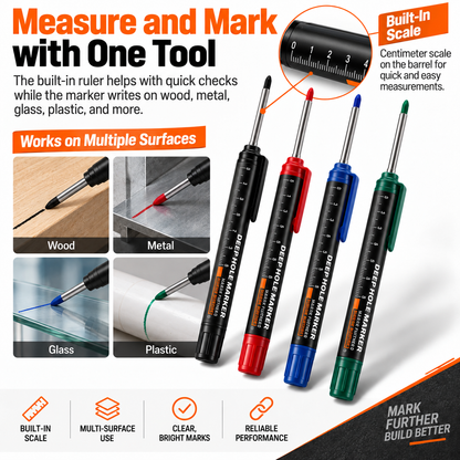 🛠️ Deep Hole Marker Pen – 20mm Long Reach Tip for Precise DIY & Woodworking Marks