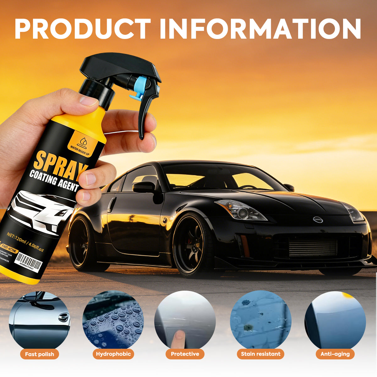 🚗 Nano Ceramic Coating Spray – UV & Acid Rain Protection for Car Paint