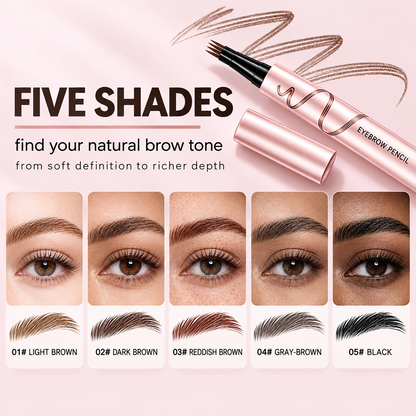 🔥🖤 Waterproof Eyebrow Pencil with 4-Prong Tip | Ultra-Fine Lines for Natural Hair-Like Effect 💗