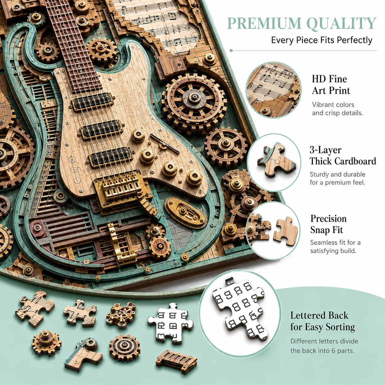 🧩 Creative Steampunk Guitar 3D Puzzle – DIY Mechanical Model Kit