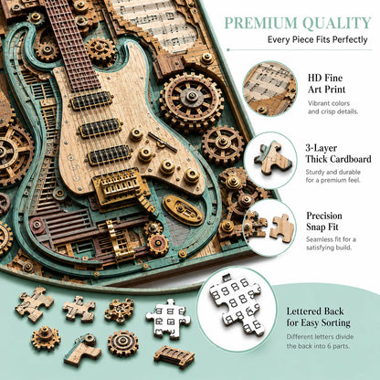 🧩 Creative Steampunk Guitar 3D Puzzle – DIY Mechanical Model Kit