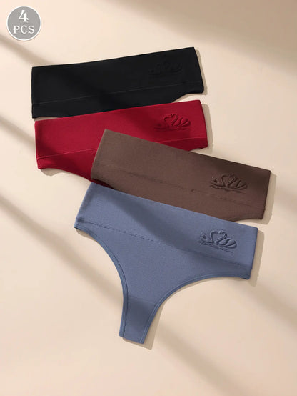 Women's High Waist Seamless Thongs, Tummy Control Lady Panty, Soft Stretchy Fabric No-Show T-Back Bikini Panties, Comfortable Fit Everyday Wear