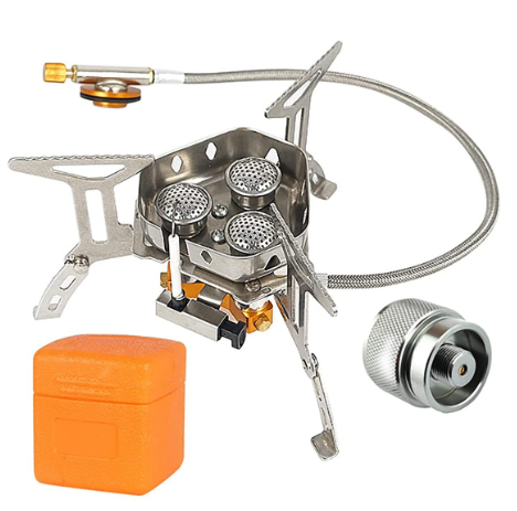 ⏰🔥Camping Gas Burner – 5800W, Piezo Ignition, Windproof 🔥