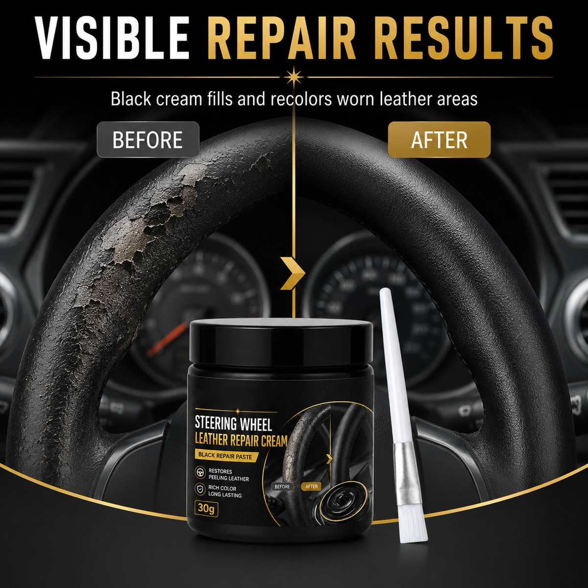 🚗 Leather Steering Wheel Care Cream – Matte Finish, Non-Greasy & Restores Worn Leather