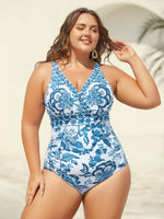 Two-Piece Floral Print Ruched Mesh Swimsuit 28