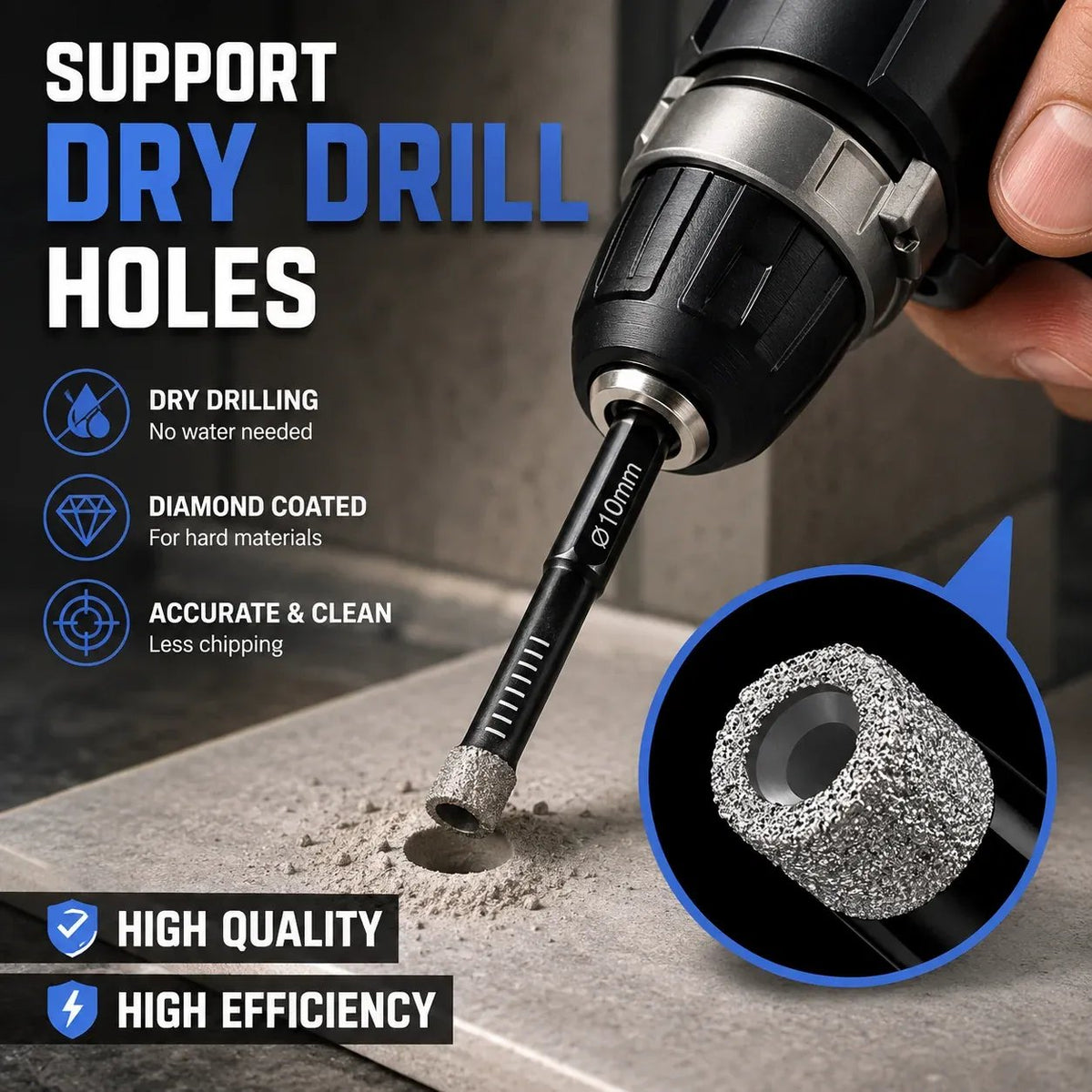 🔥6 Pcs Diamond Drill Bits Set, Brazed Diamond Drill Bits for Precision Drilling
