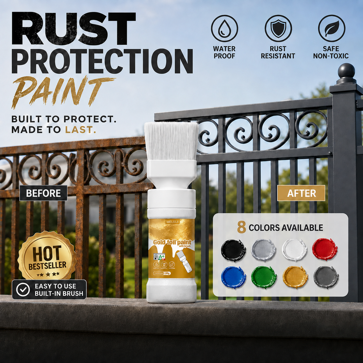 ✨New Arrival✨🖌️🏠Water-Based Metallic Silver Paint with Built-in Brush💥👍