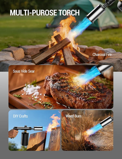 🔥High-Heat Propane Torch – Adjustable Flame Torch for BBQ, Grilling & Charcoal Lighting, Soldering & Outdoor Use