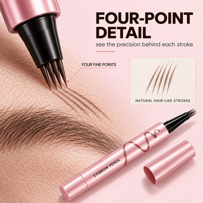 🔥🖤 Waterproof Eyebrow Pencil with 4-Prong Tip | Ultra-Fine Lines for Natural Hair-Like Effect 💗