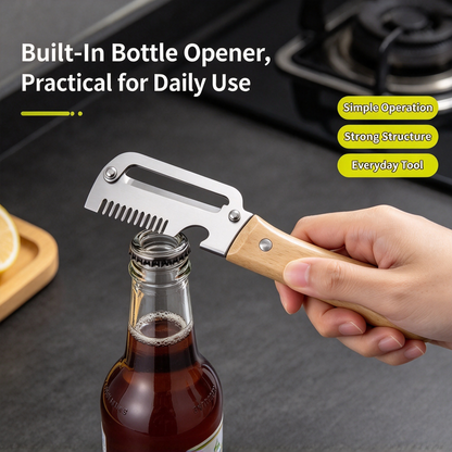 Stainless Peeler , High-Grade Durability, Clean, Precision Peeling + Bottle Opener